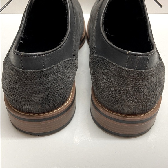 Joseph Abboud Cannon Lace Up Oxfords Grey Leather Honeycomb Pattern - Picture 7 of 8